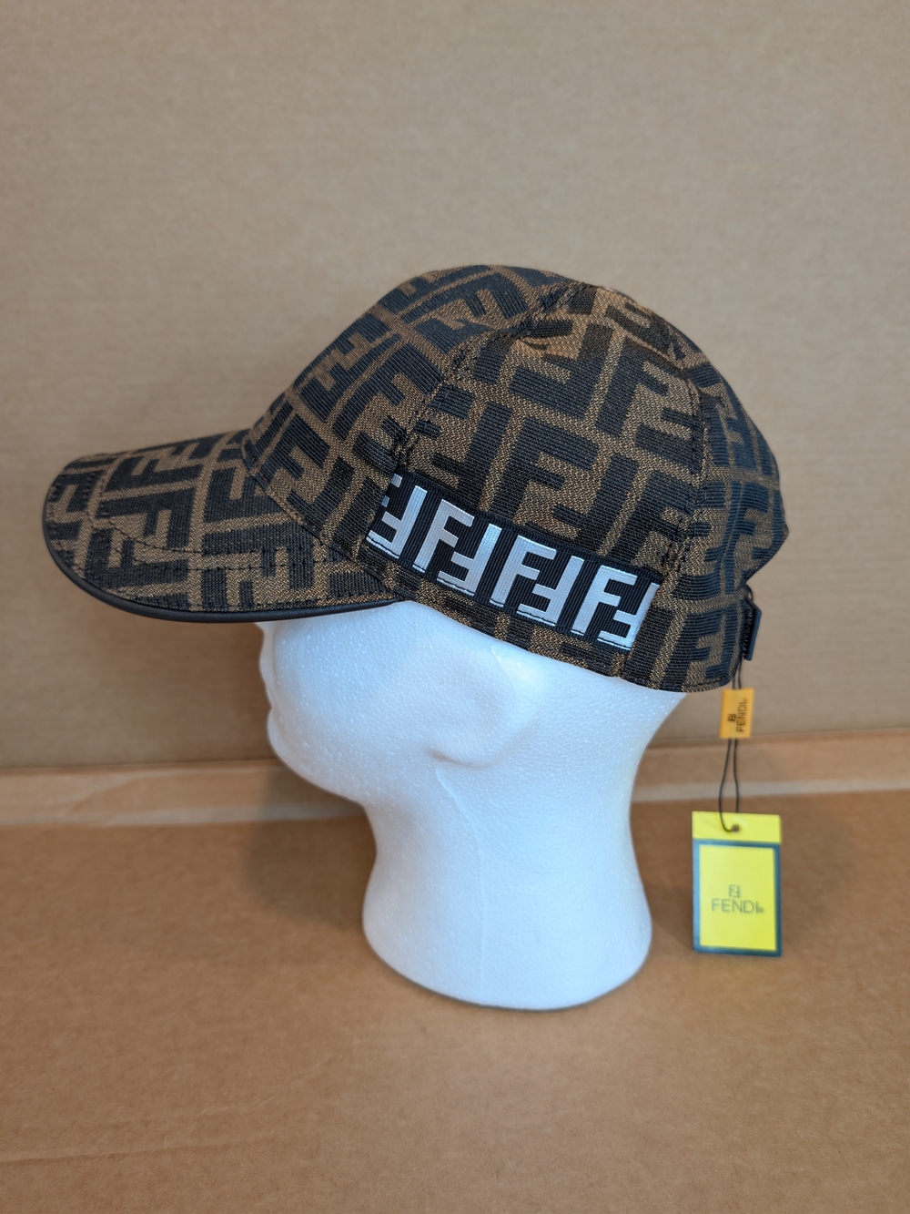 Fendi Brown and Black FF Monogram Strap Baseball Cap